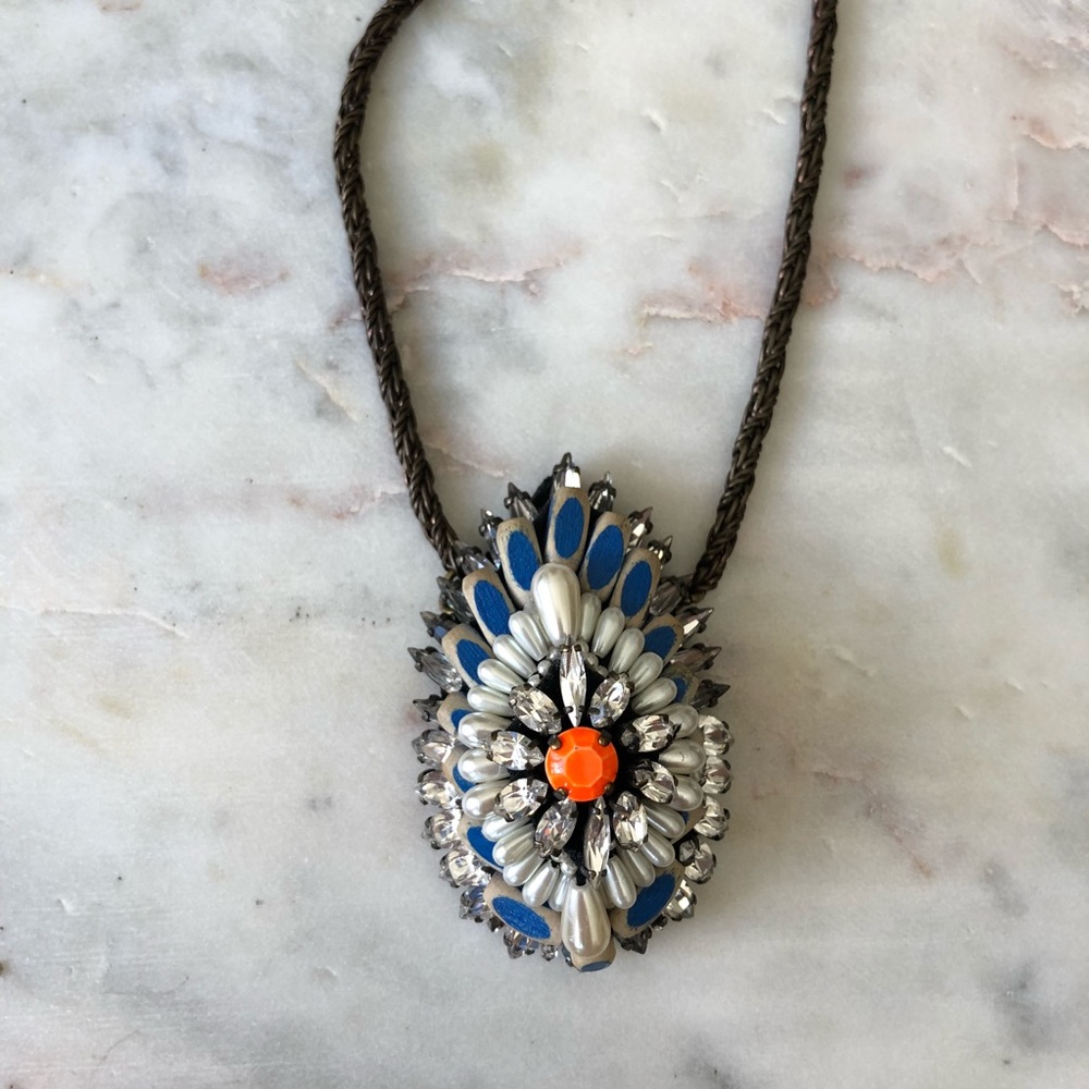 Anthropologie Jeweled Plumes Statement Necklace - Picture 8 of 8